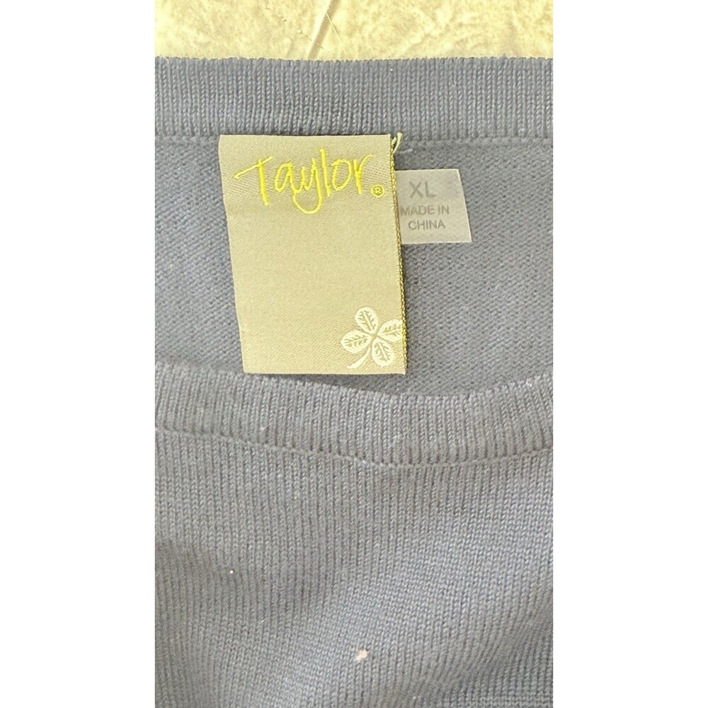 Taylor Blue Feminine Belted Knit Midi Sweater Dress Size Large - Picture 16 of 16